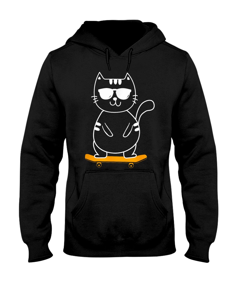 Cat Skateboarding Hooded Sweatshirt