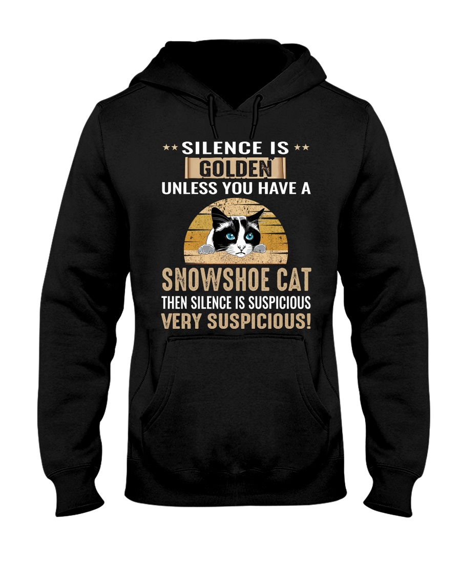 Silence is golden Snowshoe Cat Hooded Sweatshirt